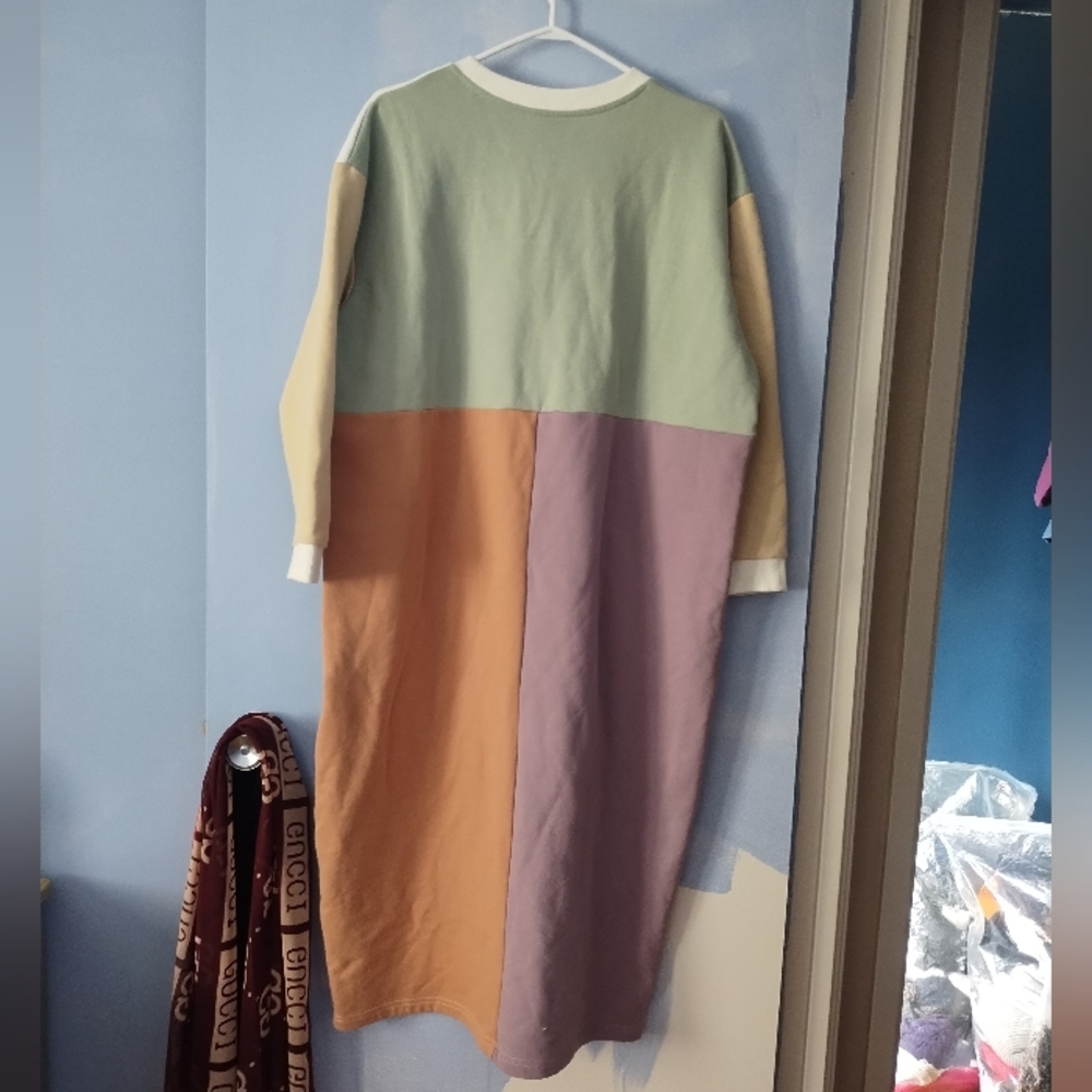 L.F. MARKEY Anders Pastel Patchwork Fleece Sweatshirt Dress S/M - Picture 7 of 10